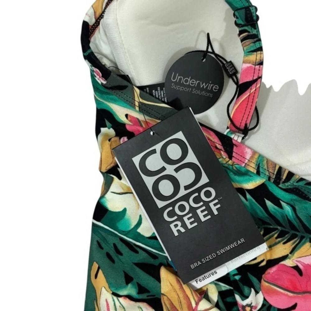 Coco Reef $156 Enrapture Underwire One Piece Swimsuit Passion Flower 36C L 12 - Picture 10 of 12